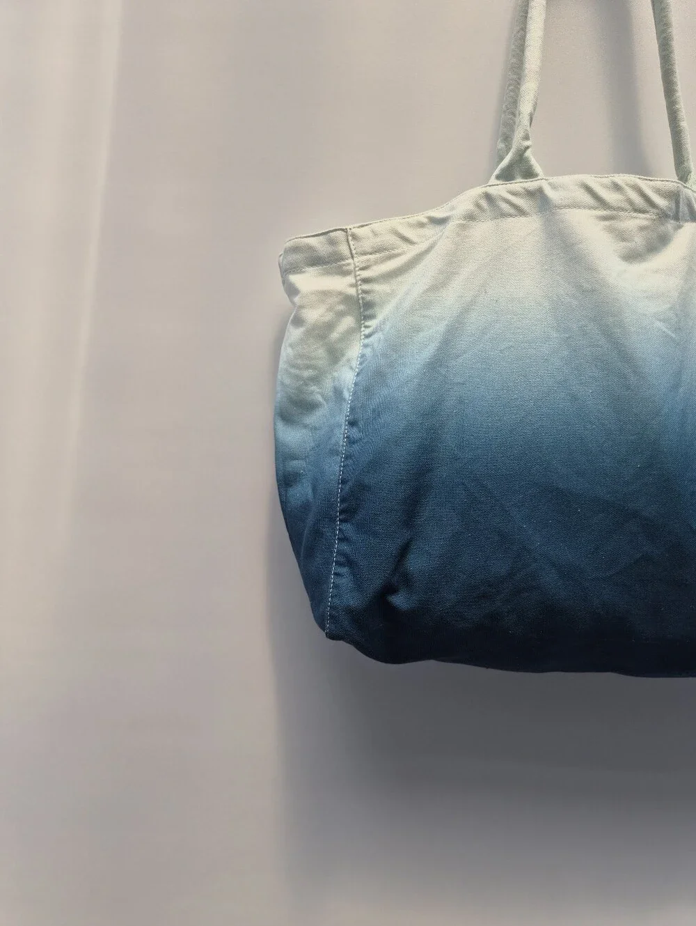 Athleta Blue Ombre Canvas Tote Bag Gym Beach Yoga Pilates Shopping Large Travel‎